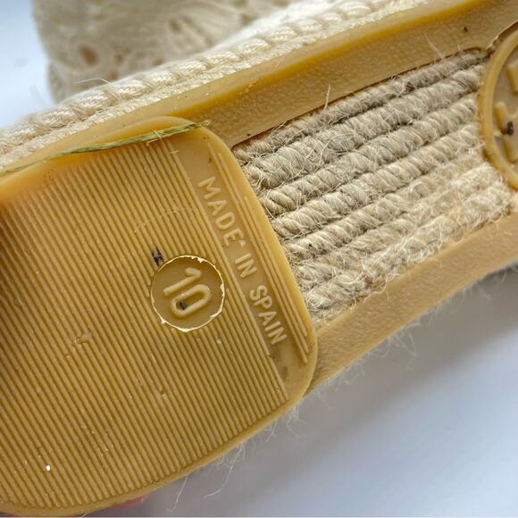 Tory Burch Cream Lace Slip On Espadrille Flats Women’s 10 Crochet Boho Shoes - Picture 10 of 14